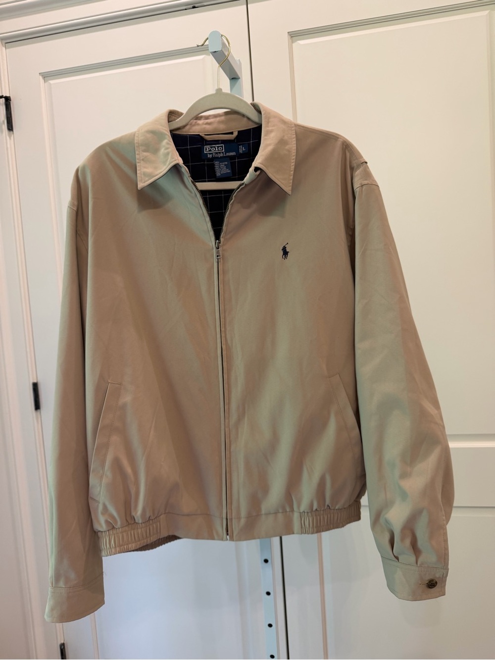 Vintage Polo Ralph Lauren Harrington Jacket Khaki Bi-Swing Windbreaker Large - Picture 5 of 7
